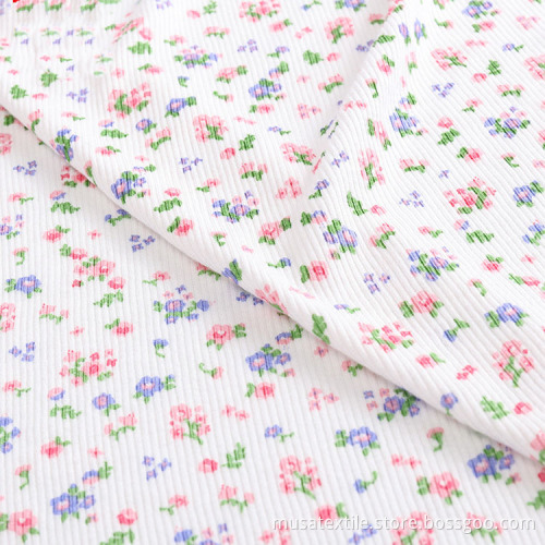 Custom Design Rib Knit Fabric Polyester Digital Print